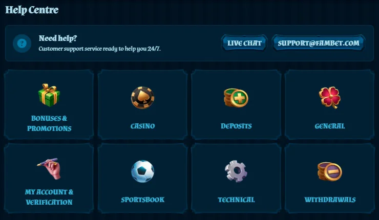 Help Center FamBet Casino